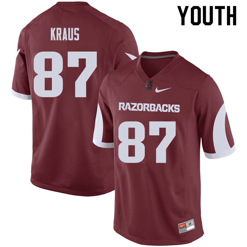 Youth #87 Jack Kraus Arkansas Razorback College Football Jerseys Sale-Cardinal